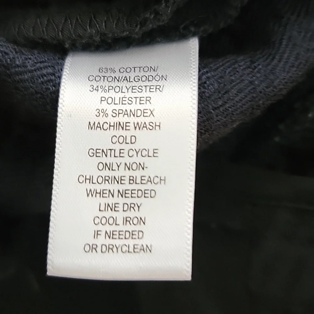 LOFT dress pants "Marissa Skinny" size 8 tall, black with navy diamond print - Picture 6 of 9
